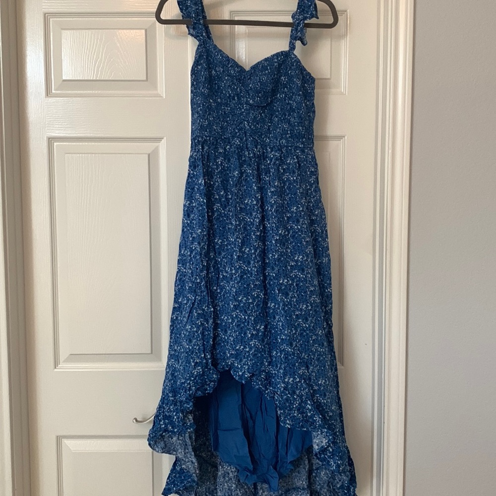 Blue floral high low dress